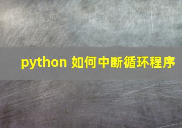 python 如何中断循环程序